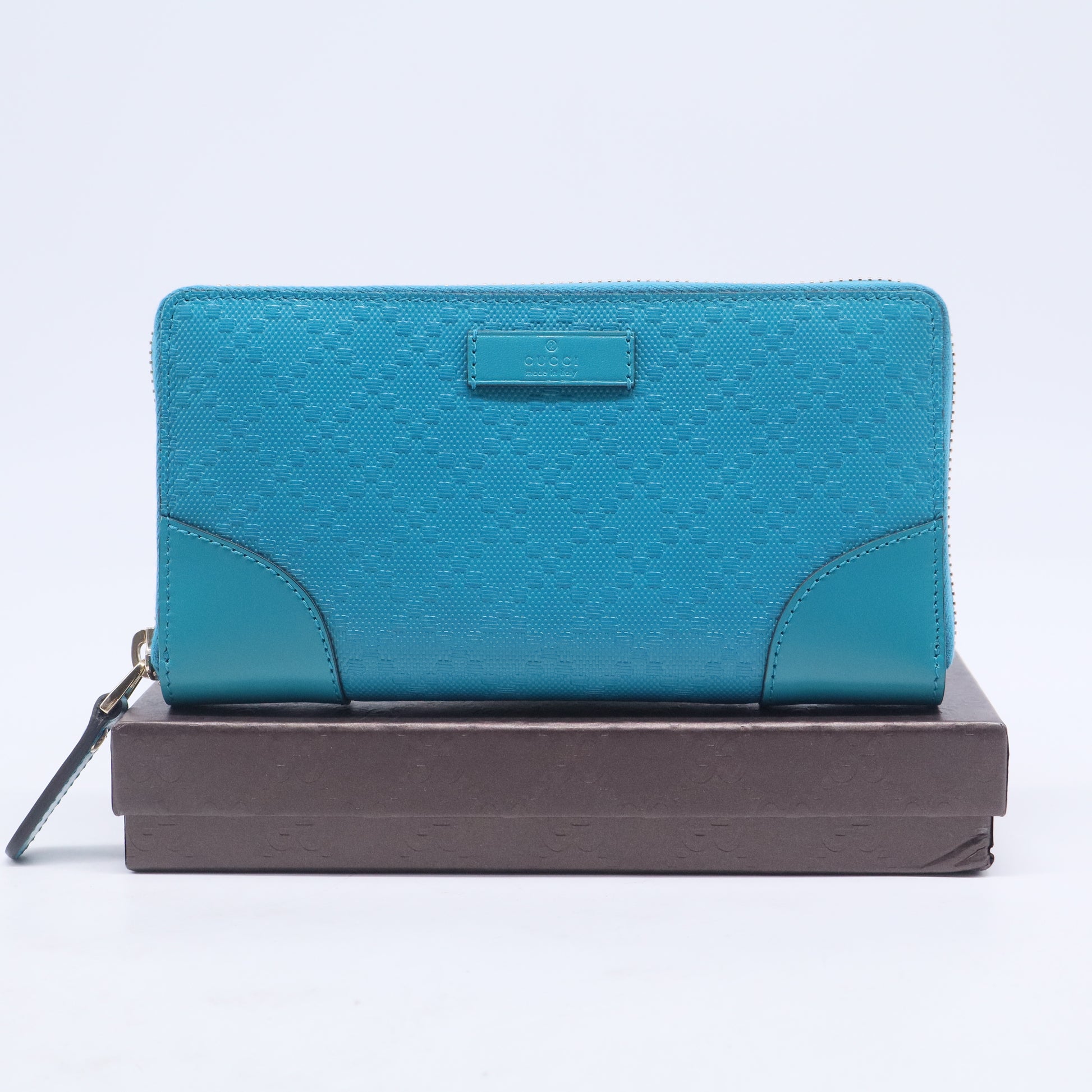 Turquoise Diamante Leather Zip Around Wallet  W20566