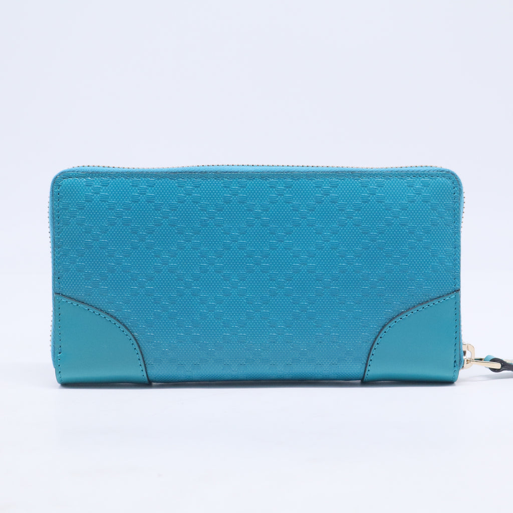 Turquoise Diamante Leather Zip Around Wallet  W20566