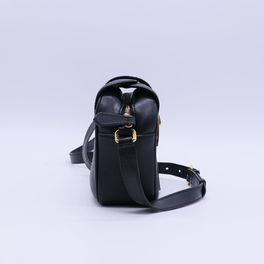 Burberry Black Grained Leather Small Buckle Crossbody Bag twins B21502