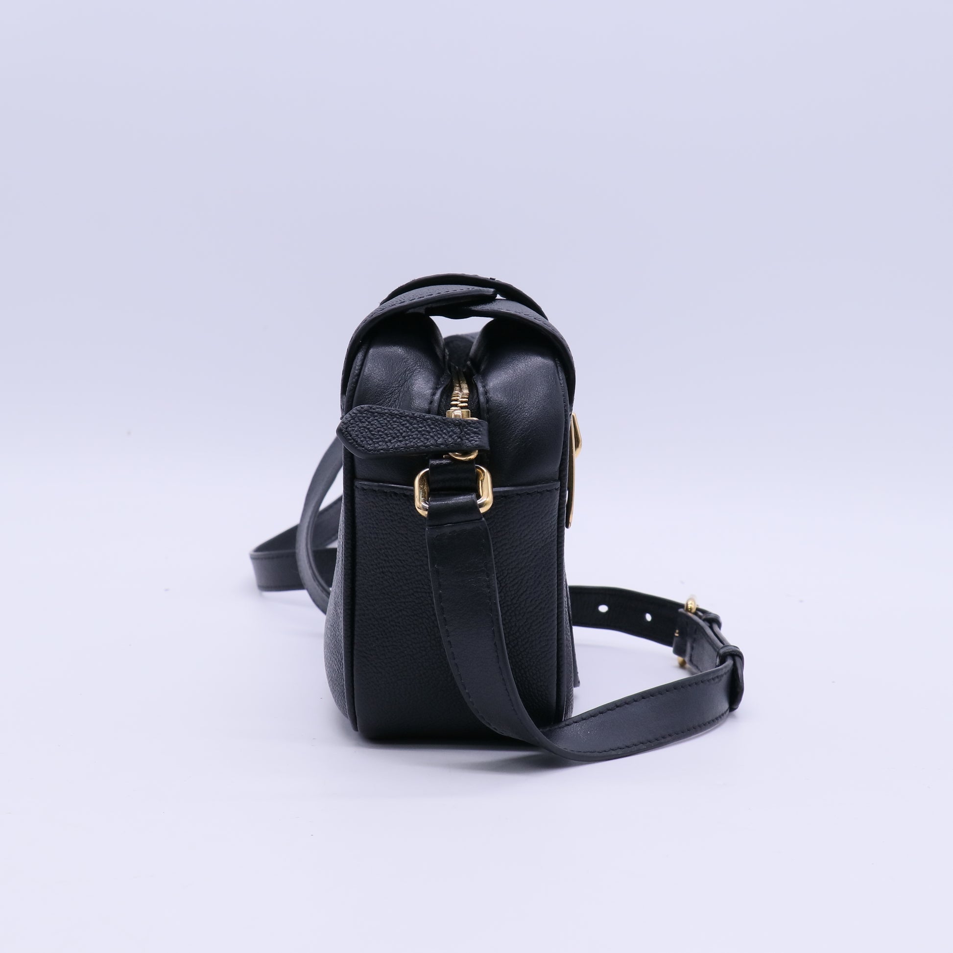 Burberry Black Grained Leather Small Buckle Crossbody Bag twins B21502