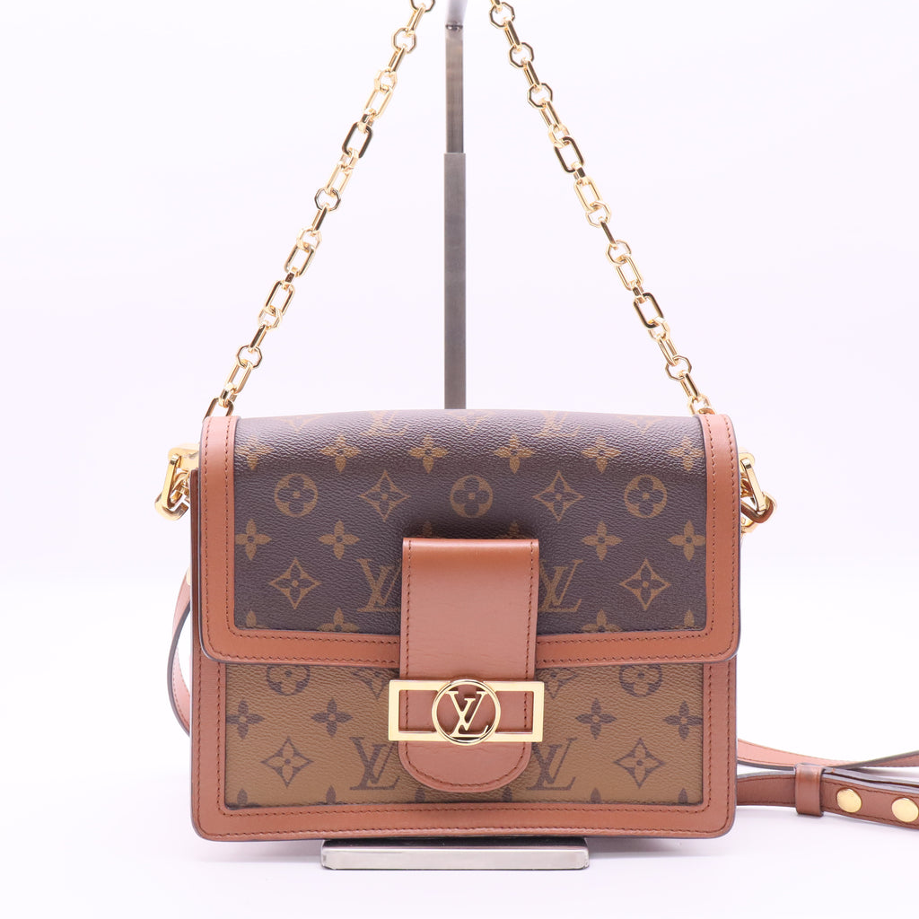Louis Vuitton Monogram Reverse Dauphine  2WAY Chain Crossbody Bag Brown twins