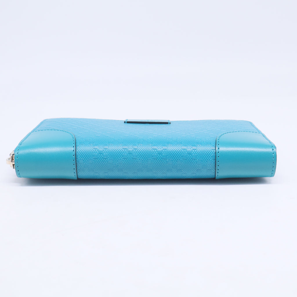 Turquoise Diamante Leather Zip Around Wallet  W20566