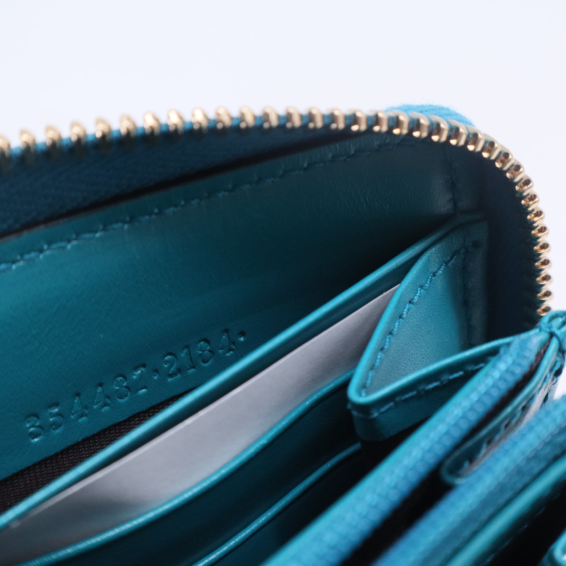 Turquoise Diamante Leather Zip Around Wallet  W20566