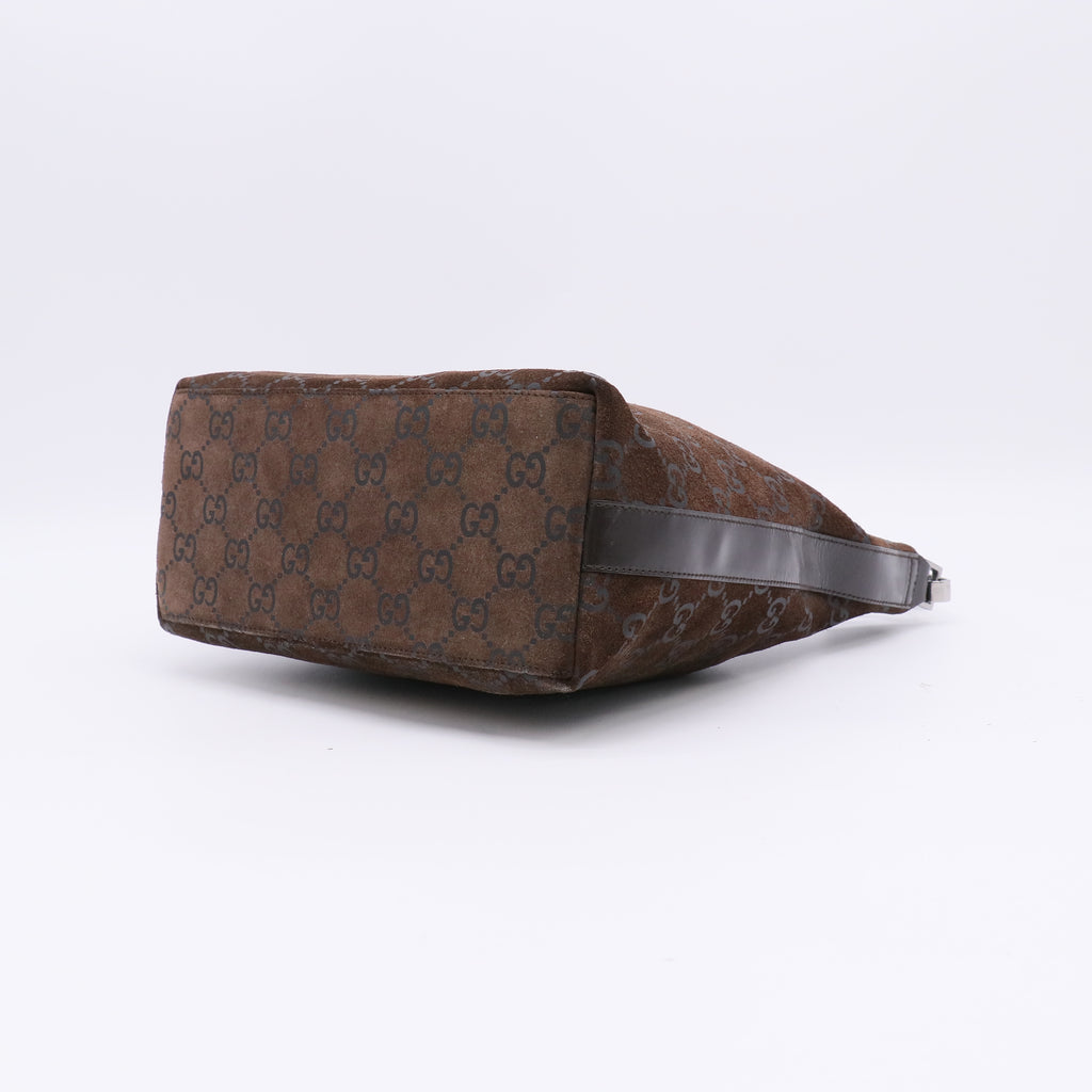 Gucci Vintage Suede GG Monogram Hobo Bag twins LDJ4810