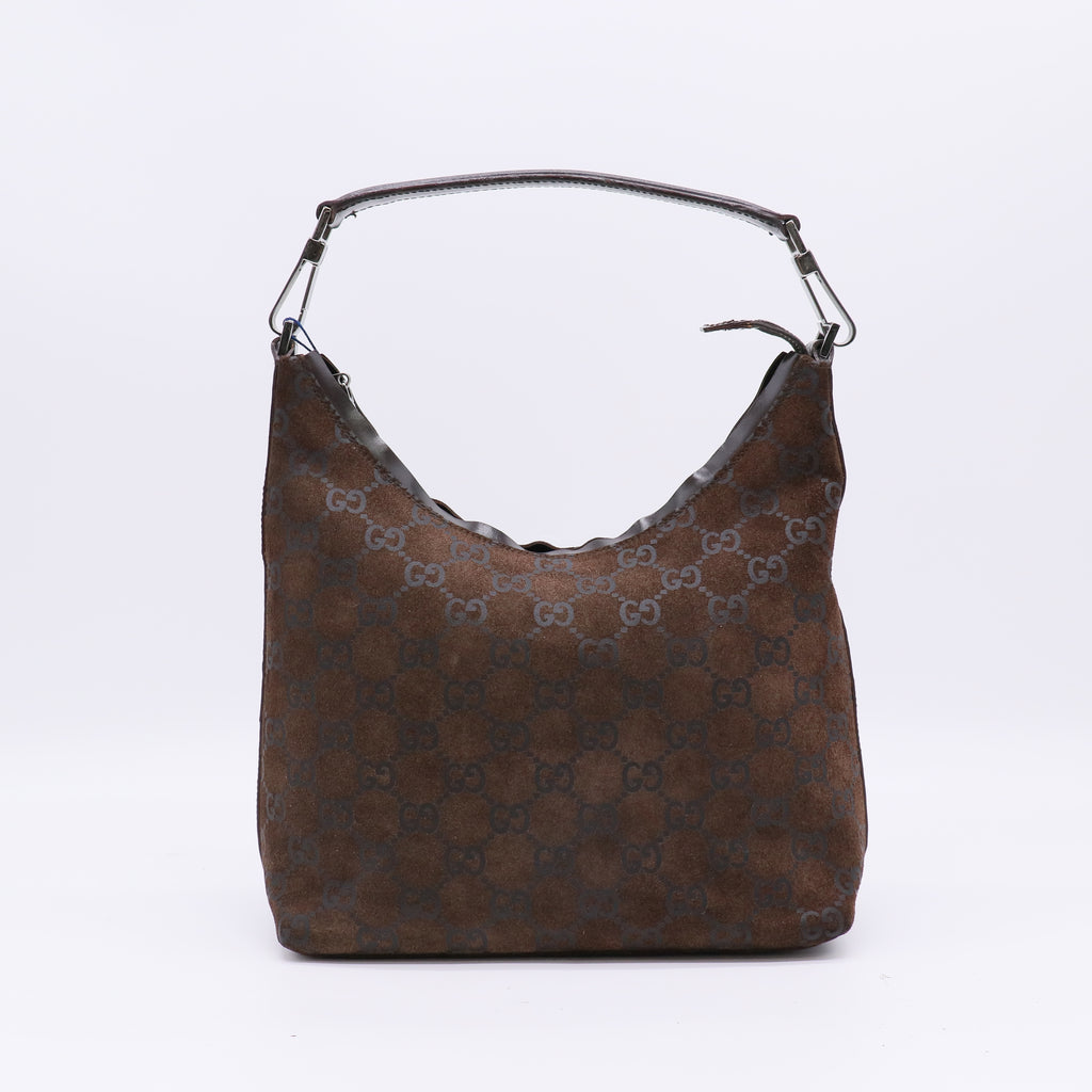 Gucci Vintage Suede GG Monogram Hobo Bag twins LDJ4810
