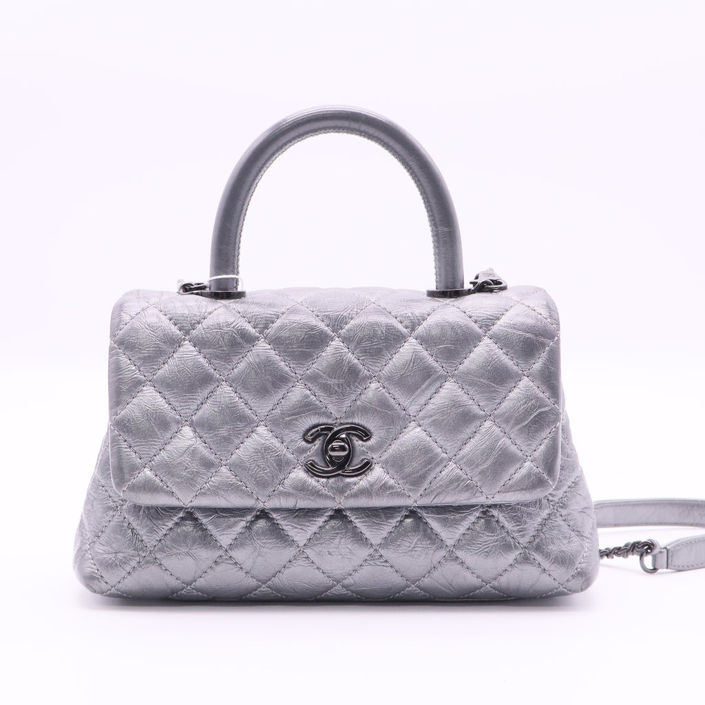 Coco Top Handle Bag Quilted Aged Calfskin Mini twins