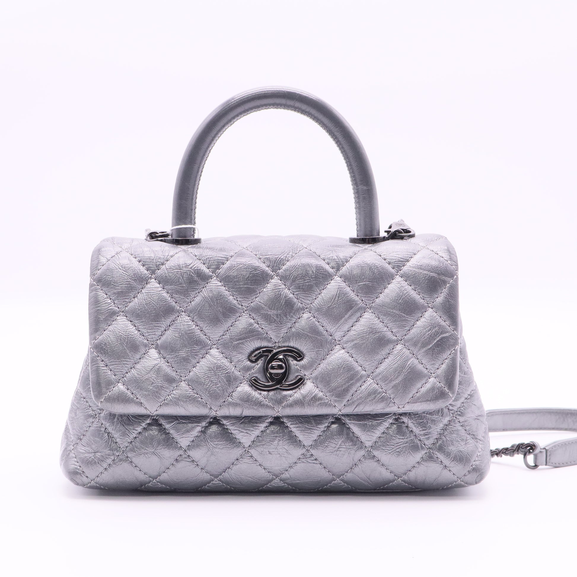 Coco Top Handle Bag Quilted Aged Calfskin Mini twins