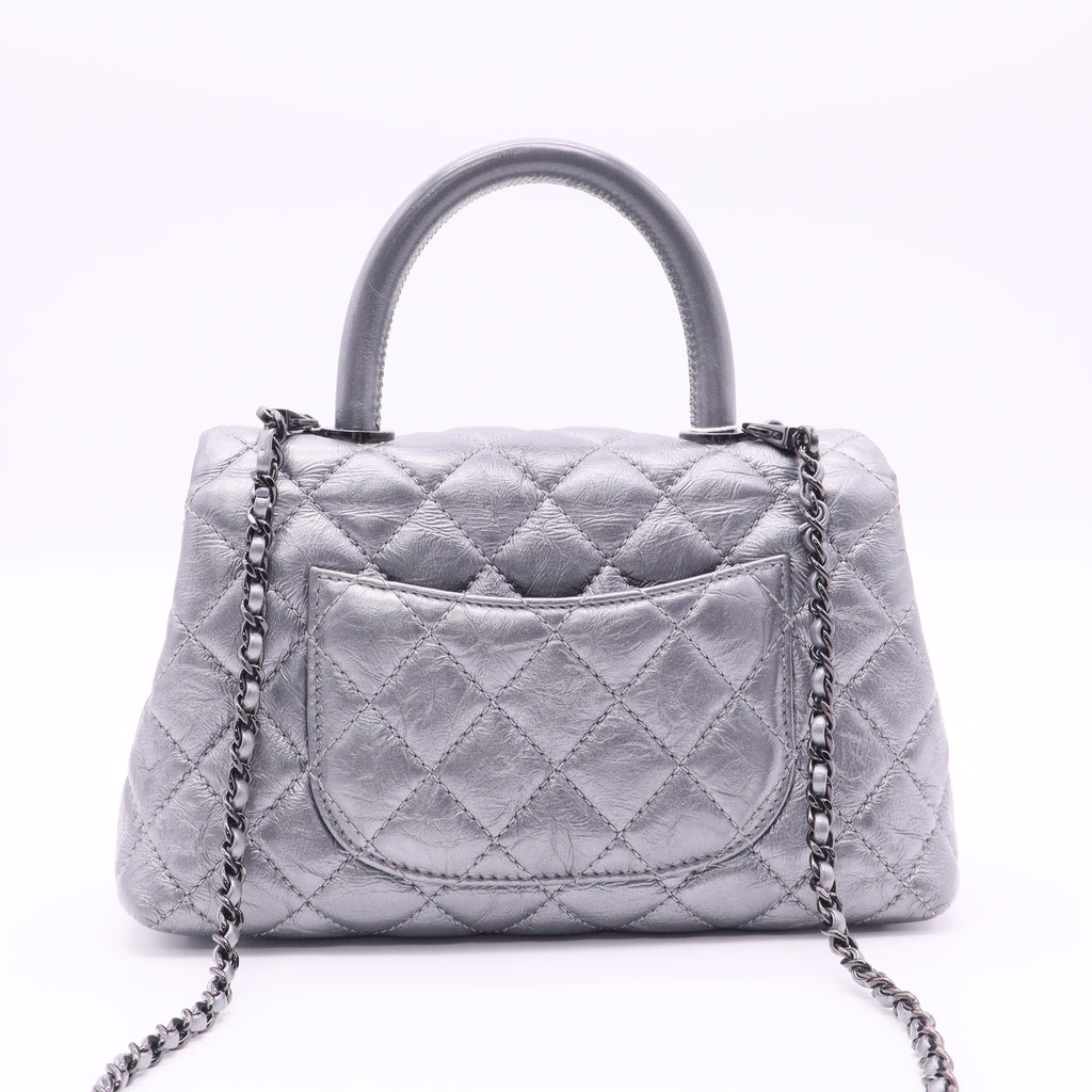 Coco Top Handle Bag Quilted Aged Calfskin Mini twins