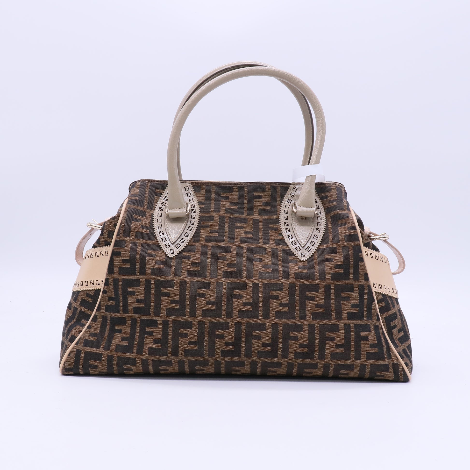 Fendi Tobacco Zucca Grommet Canvas and Nubuck Leather Twins B20685