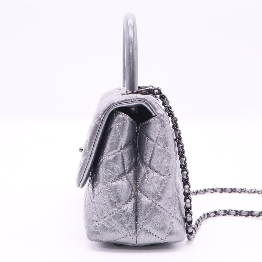 Coco Top Handle Bag Quilted Aged Calfskin Mini twins