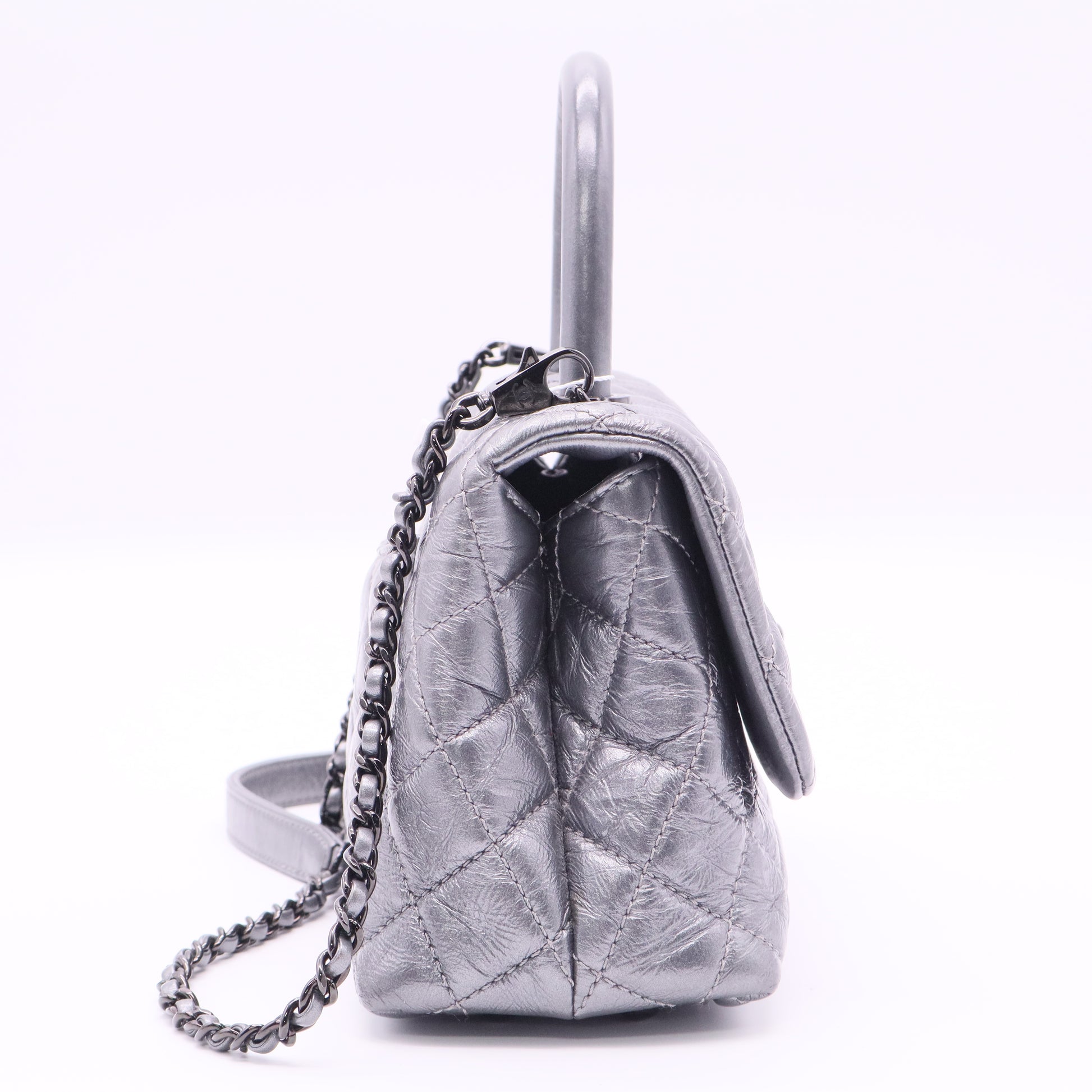 Coco Top Handle Bag Quilted Aged Calfskin Mini twins