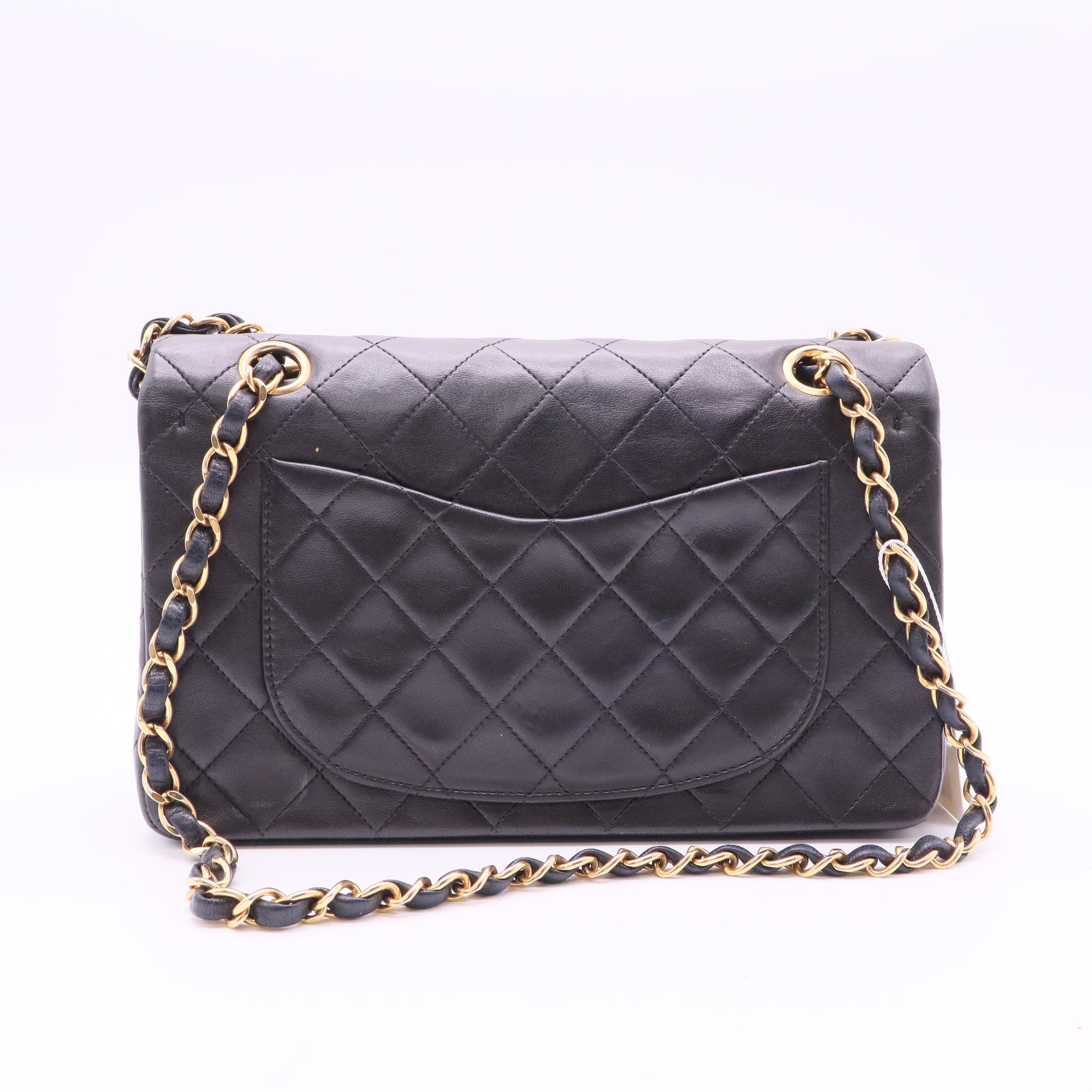 Black Quilted Lambskin Small Classic Double Flap Gold Hardware Twins