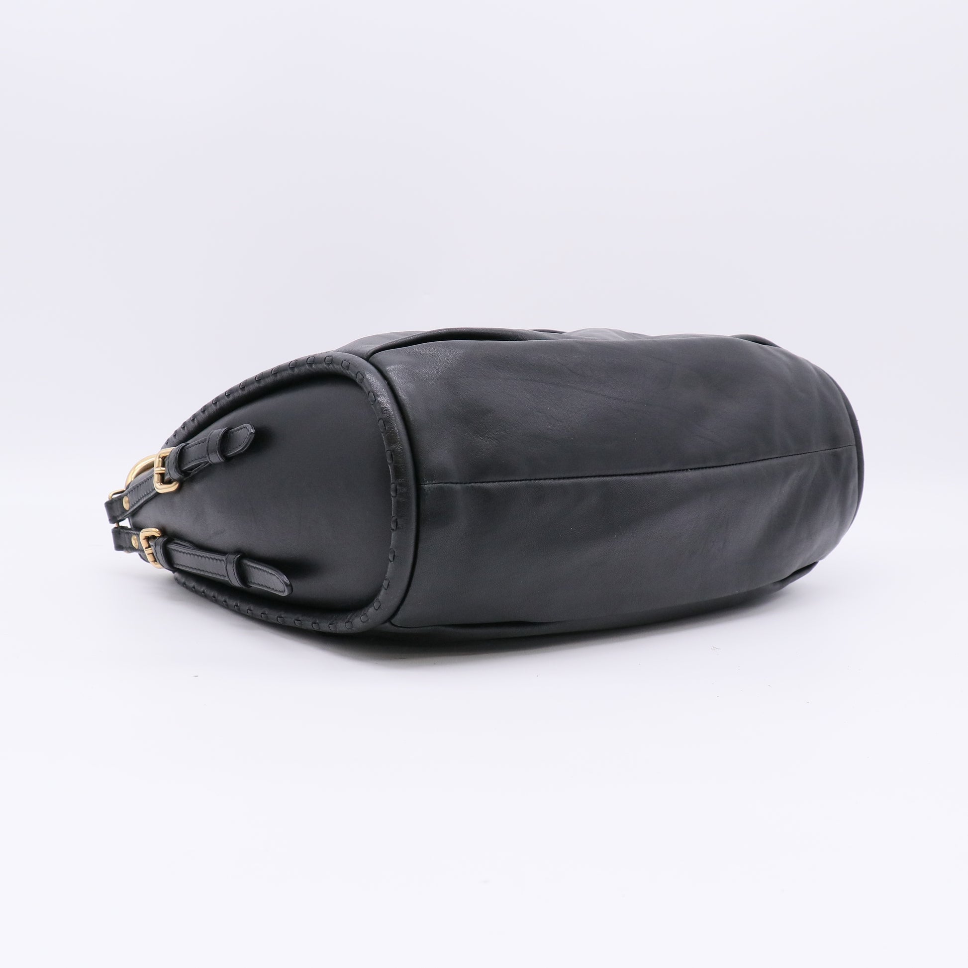 Christian Dior Black Lambskin Pleated Libertine Hobo Bag twins LDJ4821