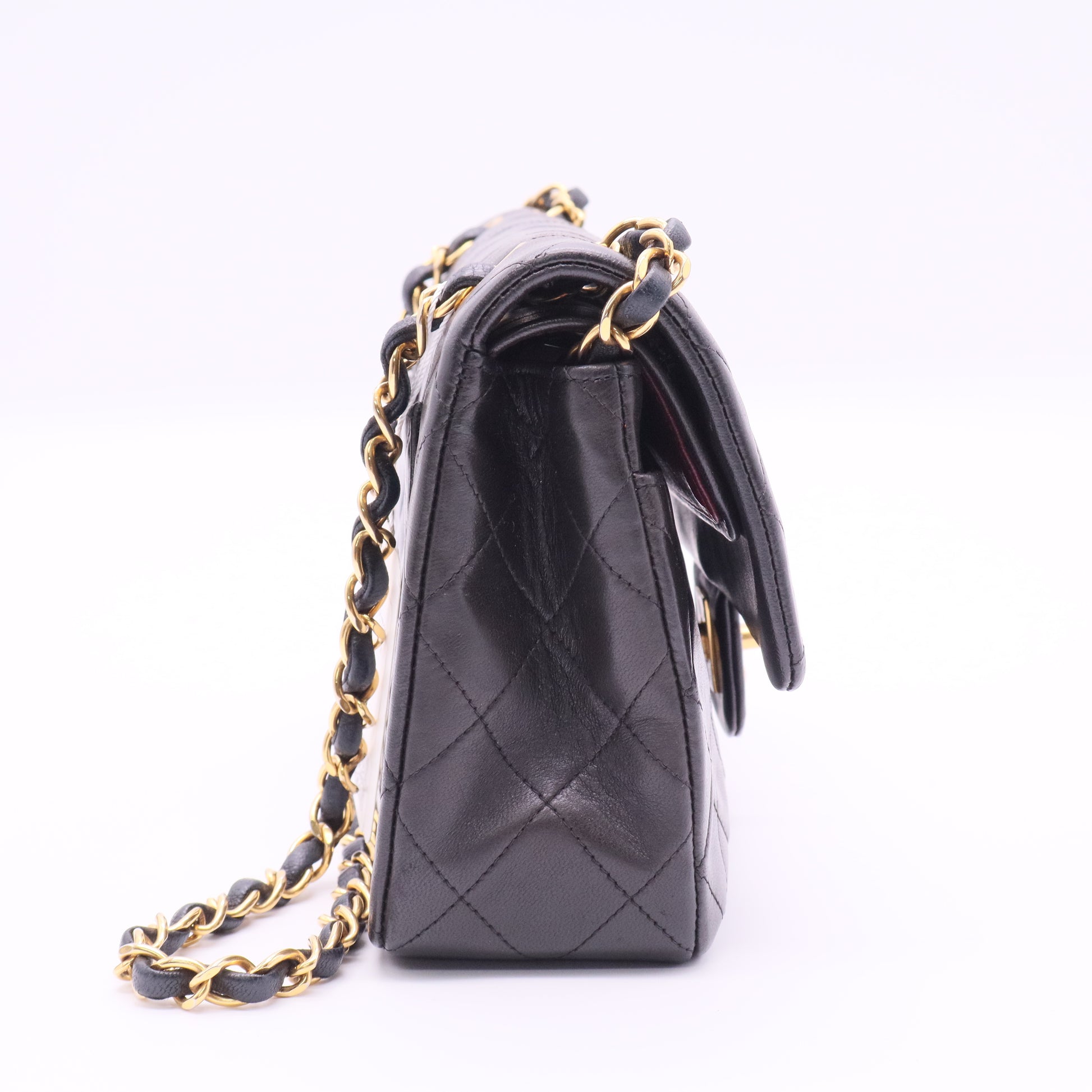 Black Quilted Lambskin Small Classic Double Flap Gold Hardware Twins