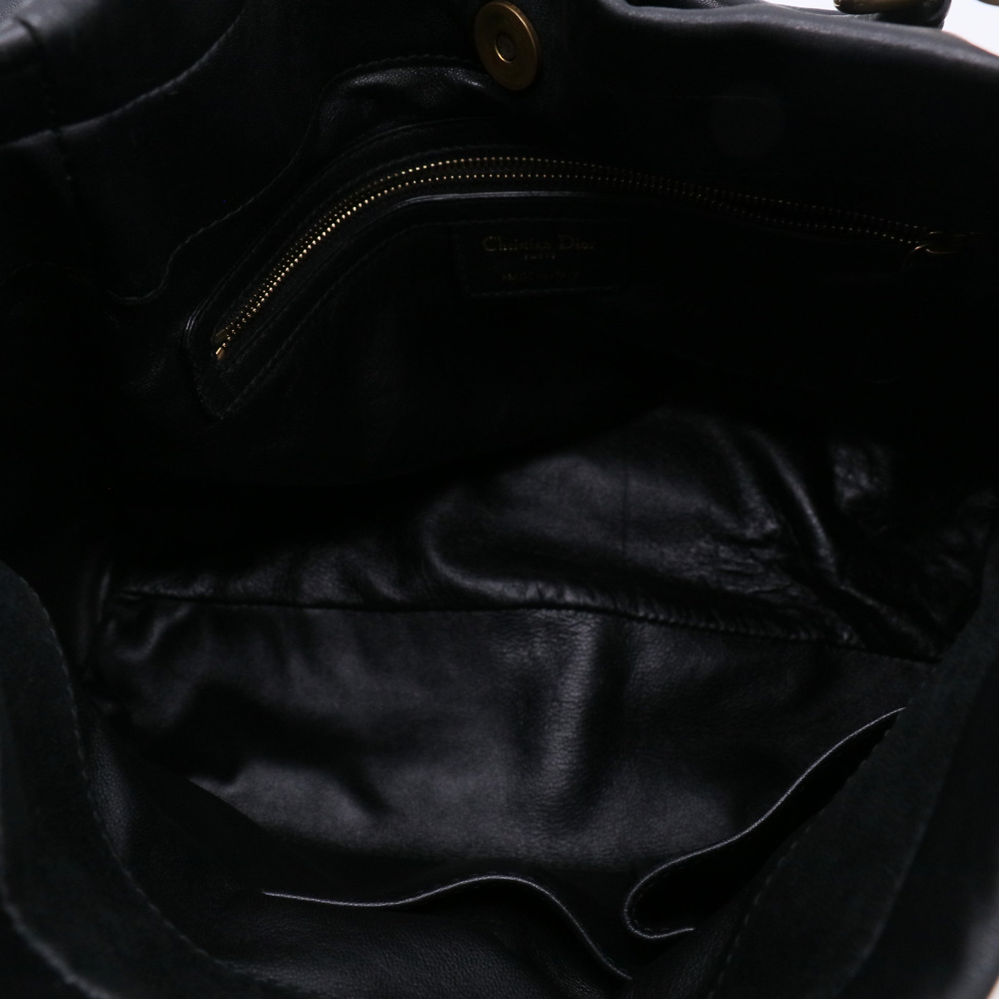 Christian Dior Black Lambskin Pleated Libertine Hobo Bag twins LDJ4821