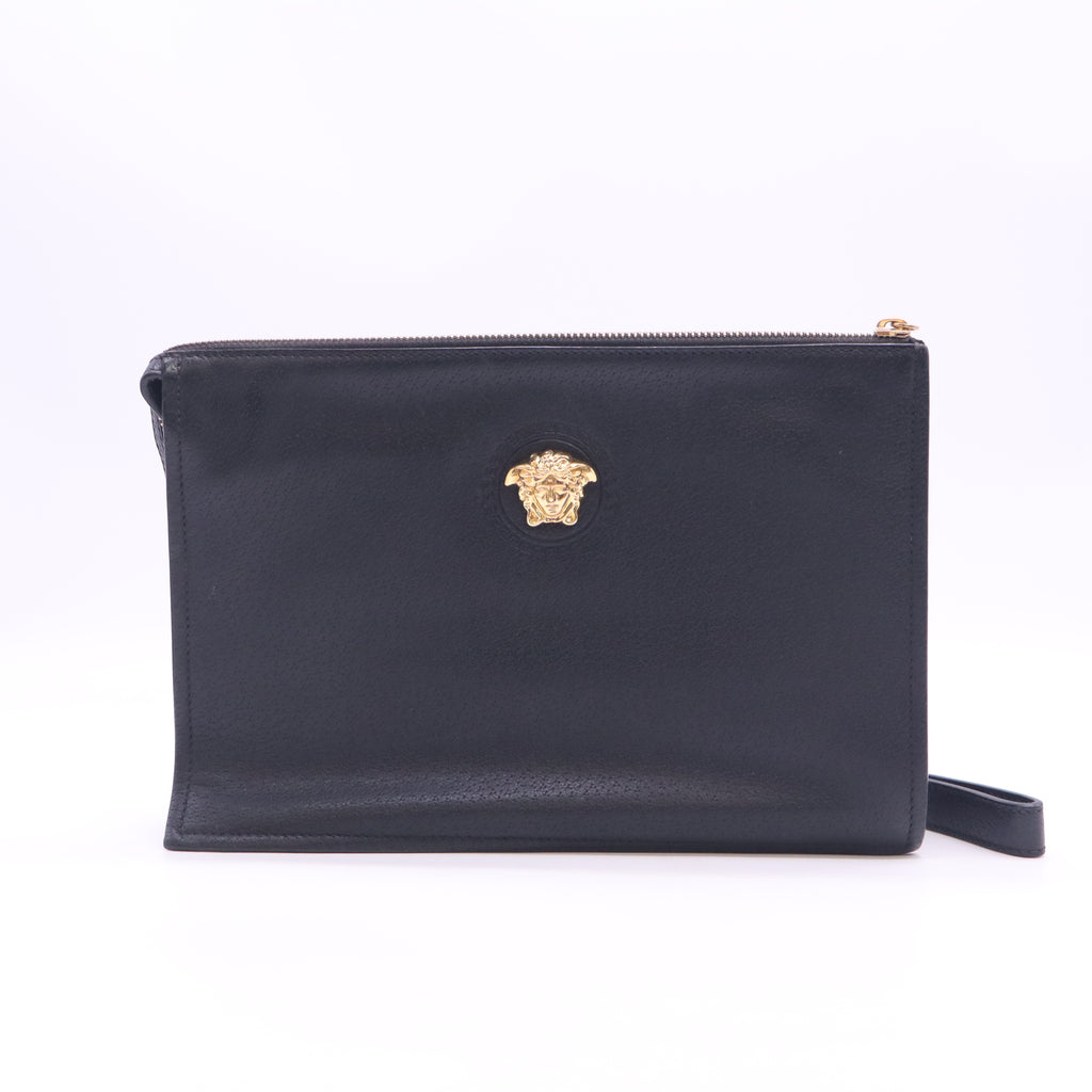 Versace Grained Calfskin La Medusa Pouch Black B24709