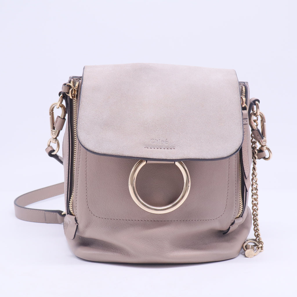 Chloe Motty Grey Leather/Suede Small Faye Backpack Bag Twins B20656