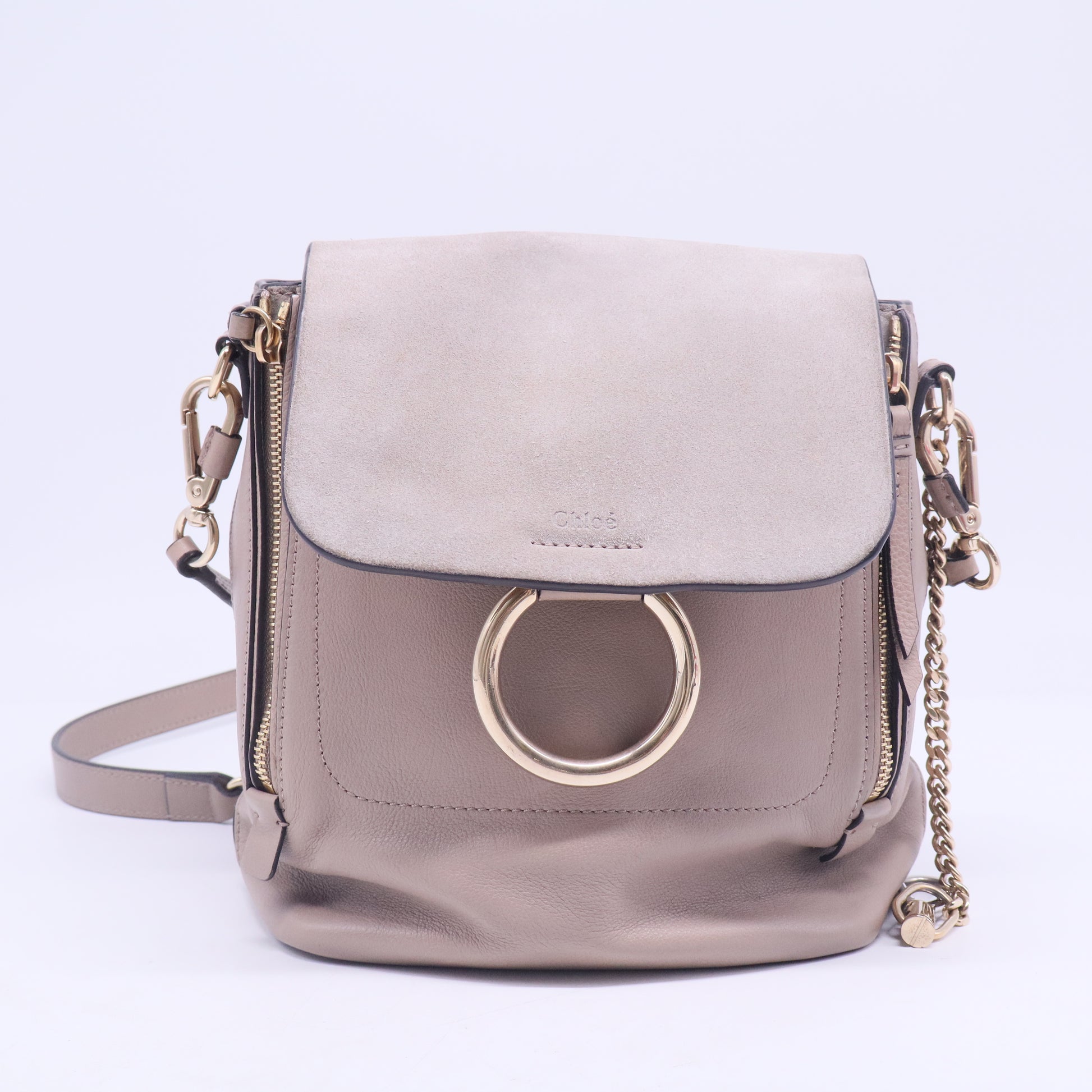 Chloe Motty Grey Leather/Suede Small Faye Backpack Bag Twins B20656