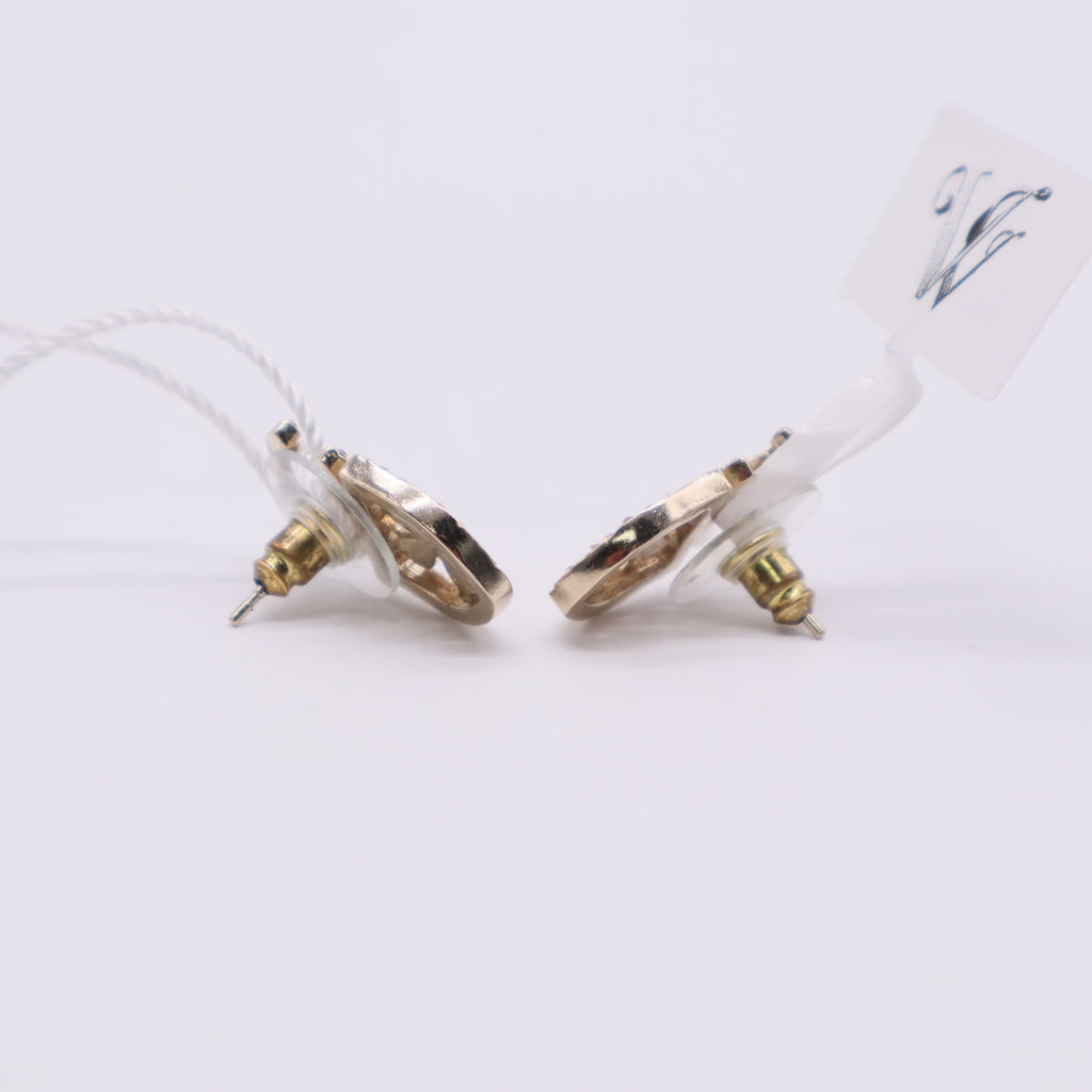 Vintage Clip-On Earrings Clip-On Gold-Tone Metal Twins LDJ2594