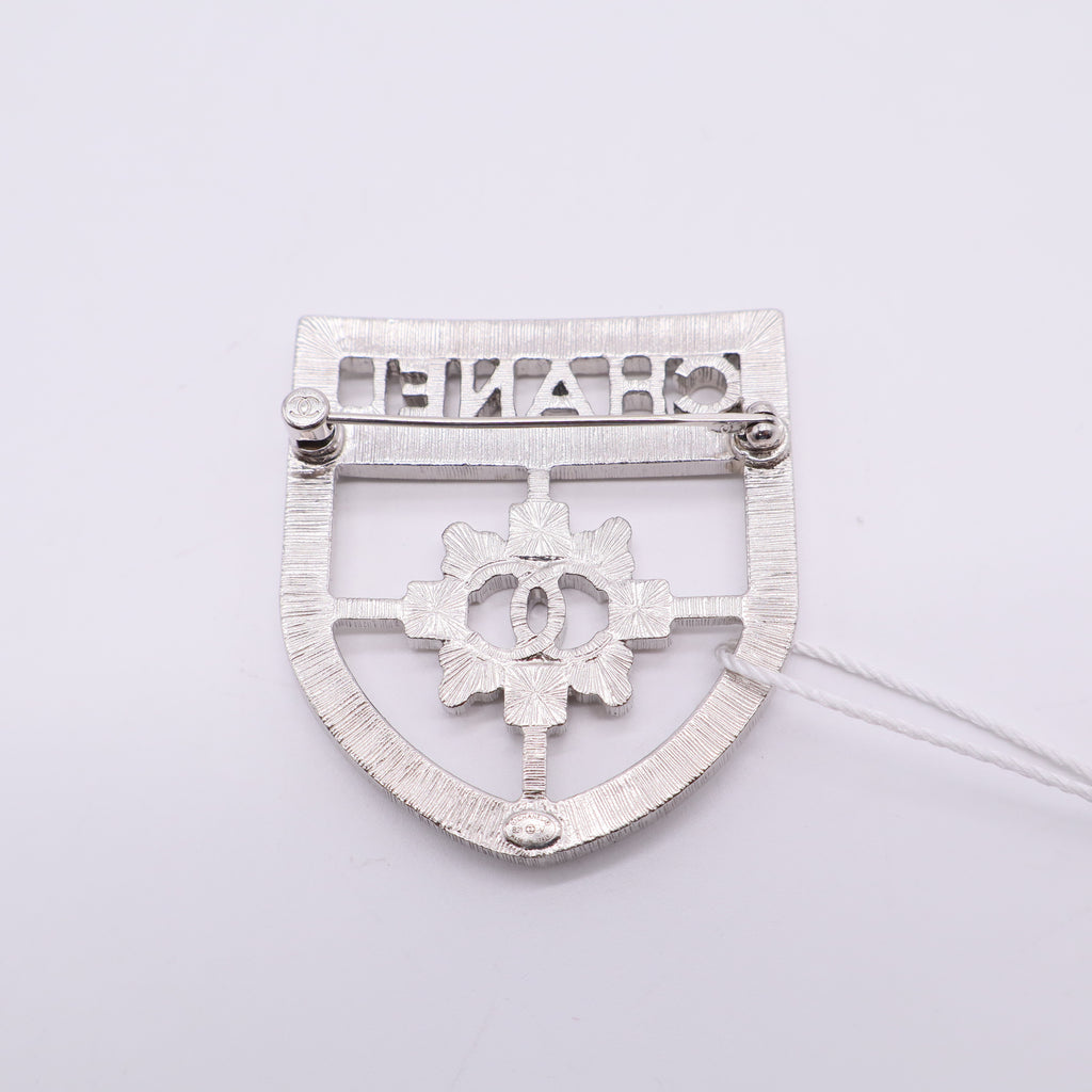 Crest Emblem Rhinestone Brooch Twins LDJ2591