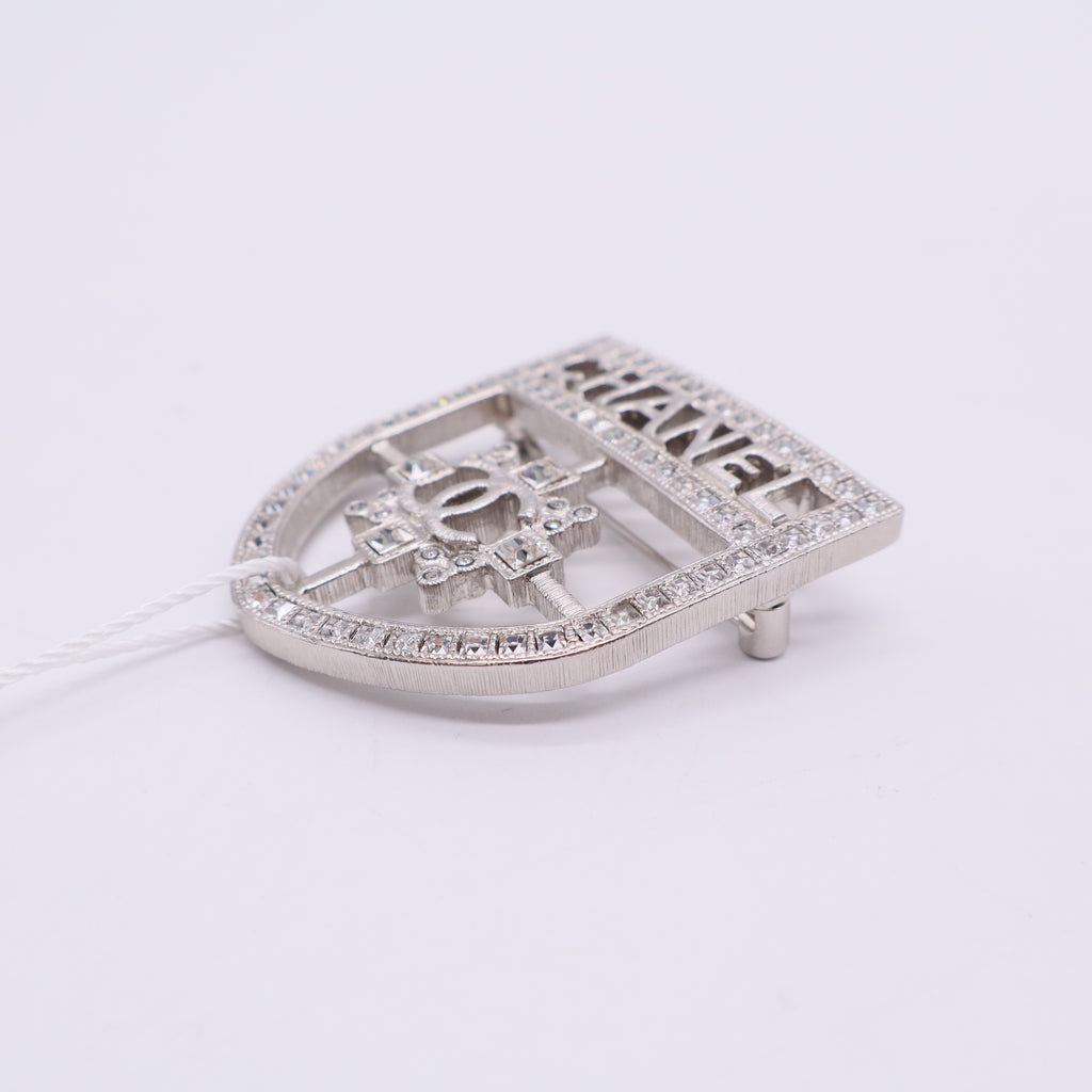 Crest Emblem Rhinestone Brooch Twins LDJ2591