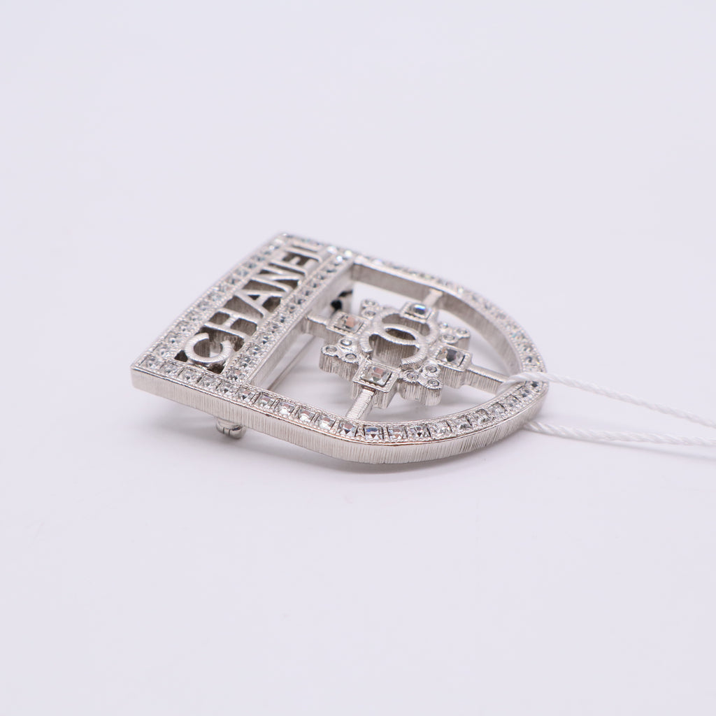 Crest Emblem Rhinestone Brooch Twins LDJ2591