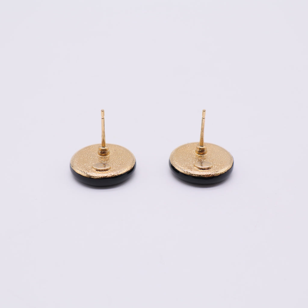 Chanel CC Logo Earrings Metal Gold-Tone Metal Twins LDJ2601