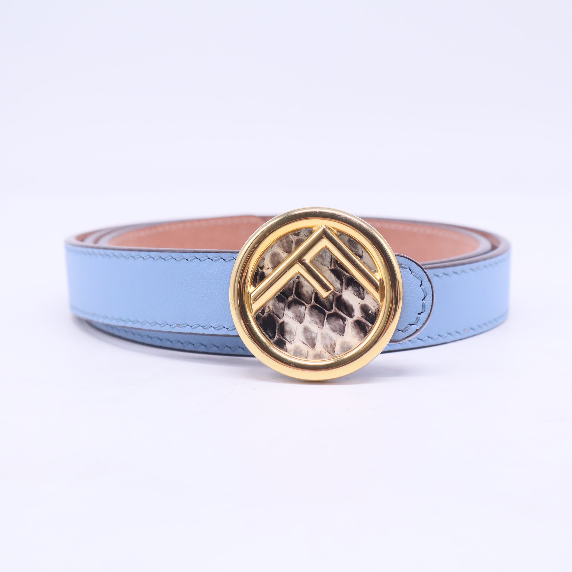 Blue leather buckle belt W20645