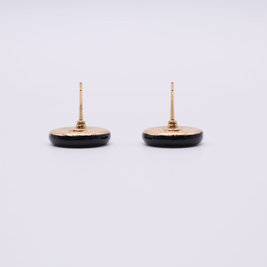 Chanel CC Logo Earrings Metal Gold-Tone Metal Twins LDJ2601