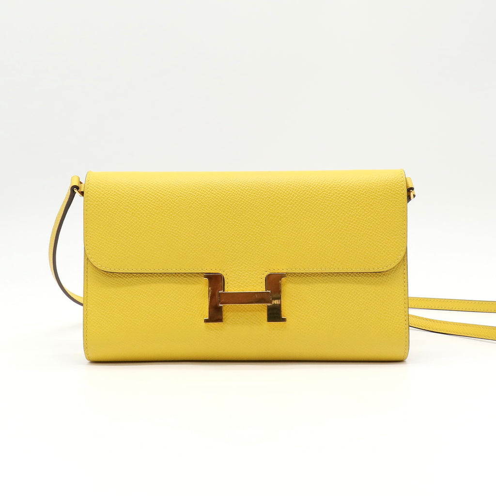 Hermes Evercolor Constance Wallet To Go Lime LDJ4837 twins