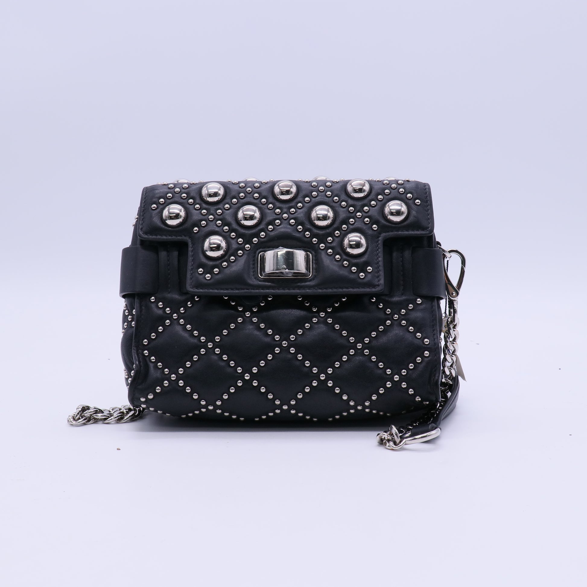 Miu Miu Craquele Medium Studded Crossbody Bag Black  B21707