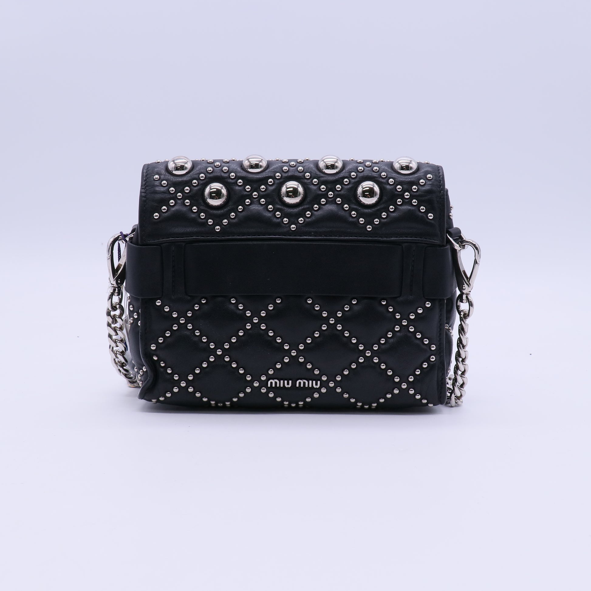Miu Miu Craquele Medium Studded Crossbody Bag Black  B21707