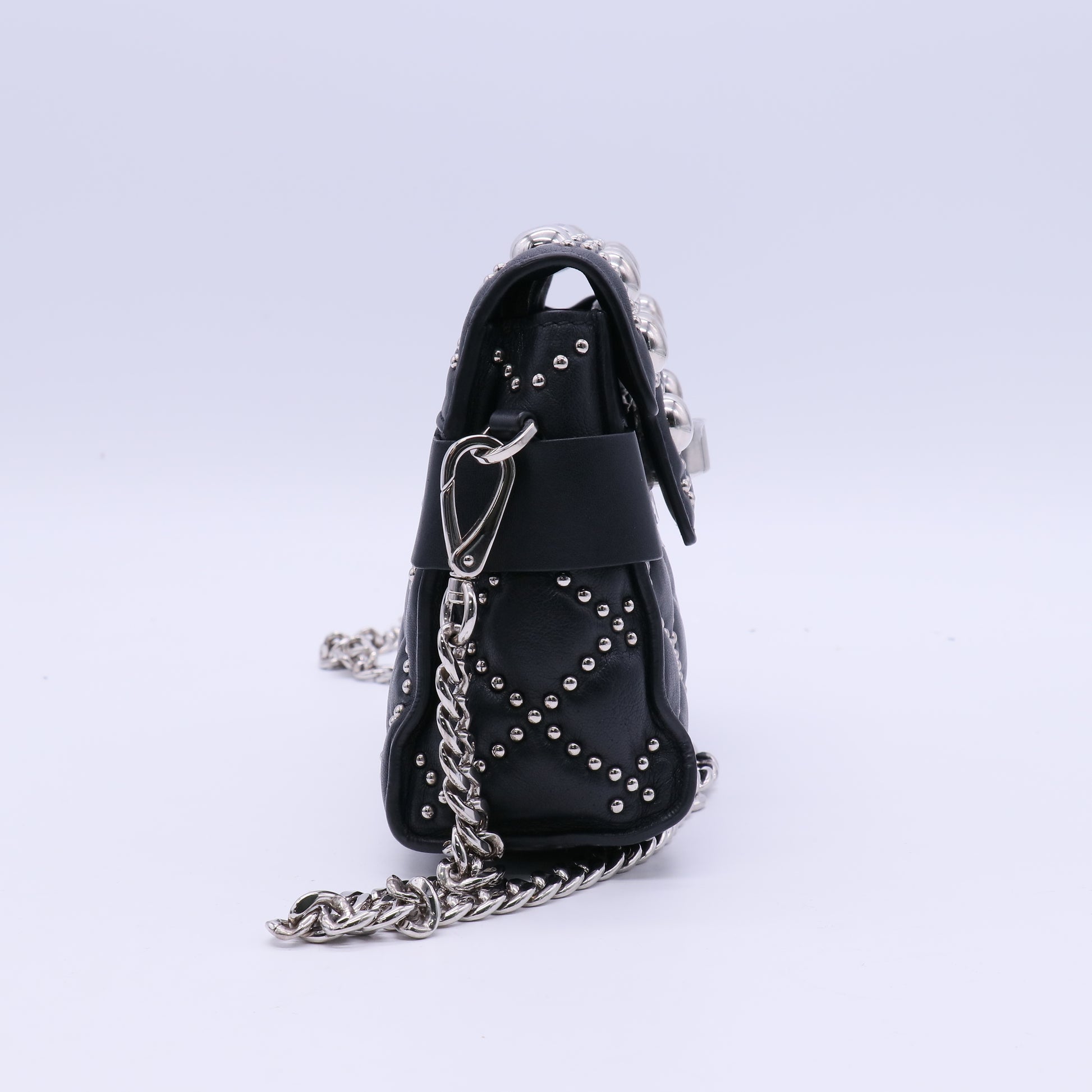 Miu Miu Craquele Medium Studded Crossbody Bag Black  B21707