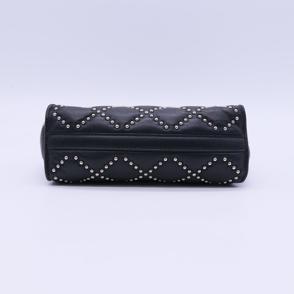 Miu Miu Craquele Medium Studded Crossbody Bag Black  B21707