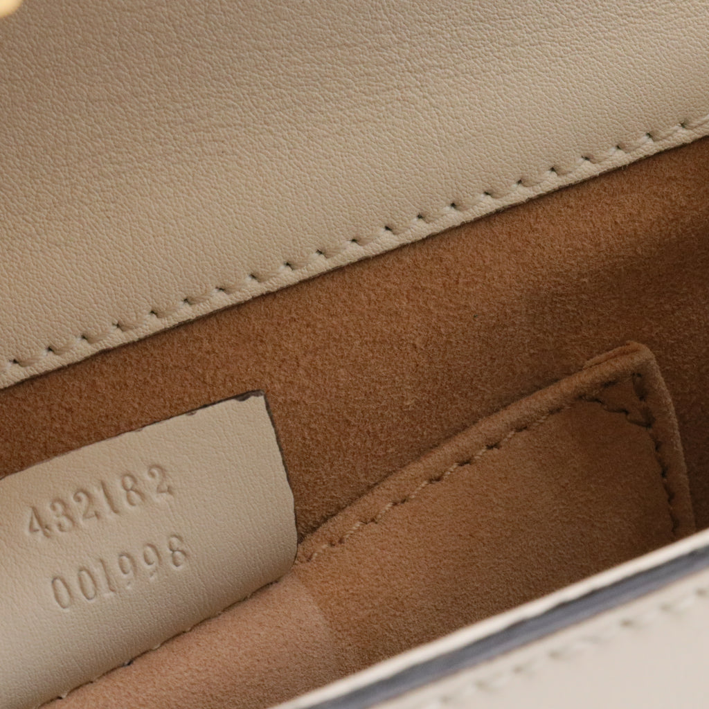 Calfskin Studded Small Padlock Shoulder Bag White