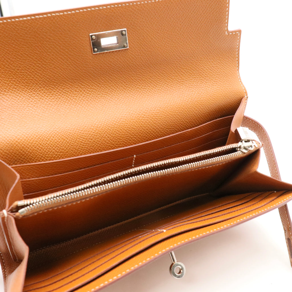 Hermes Epsom Kelly Wallet To Go Gold twins LDJ4839