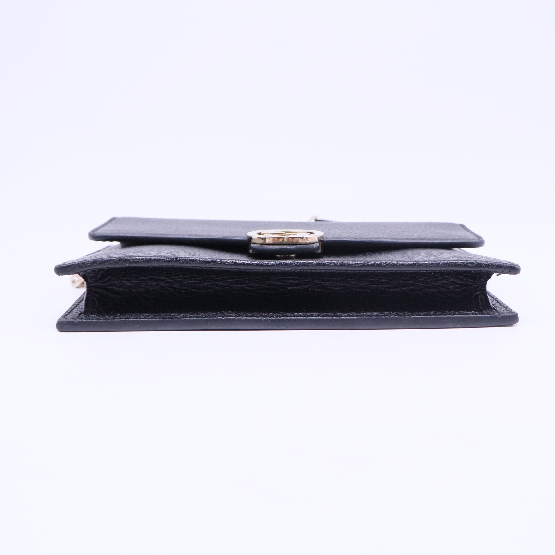 Dollar Calfskin Interlocking G Chain Wallet Black