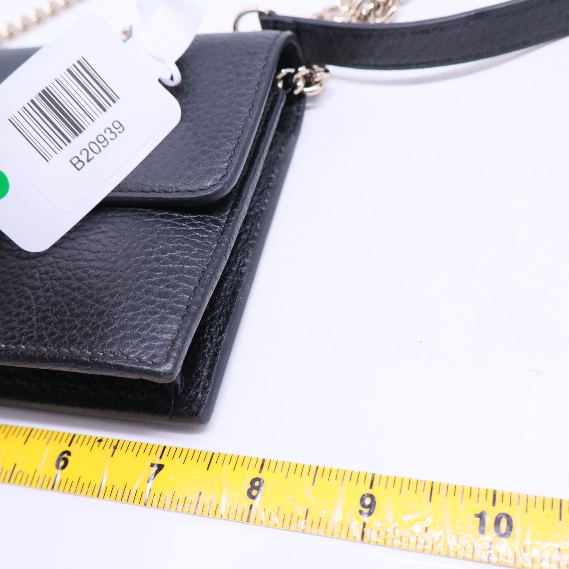 Dollar Calfskin Interlocking G Chain Wallet Black