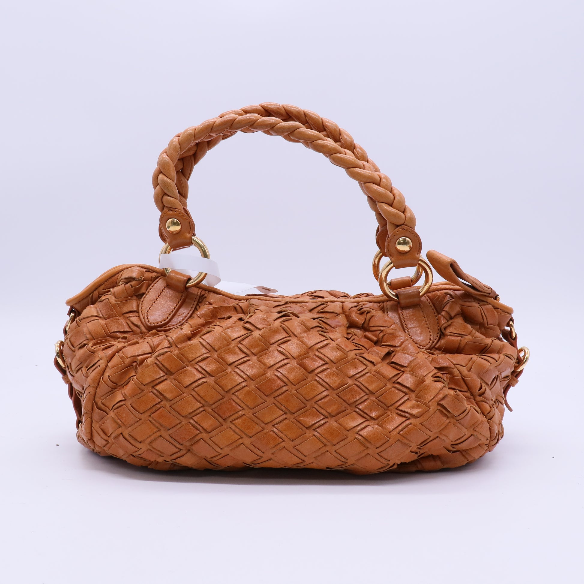 Miu Miu Fango Intreccio Leather Shopping Tote Bag  B20859