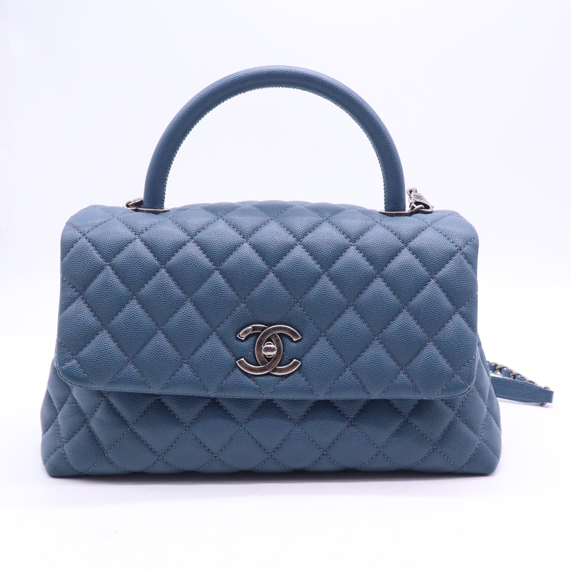 Coco Top Handle Bag Quilted Caviar Small B21774