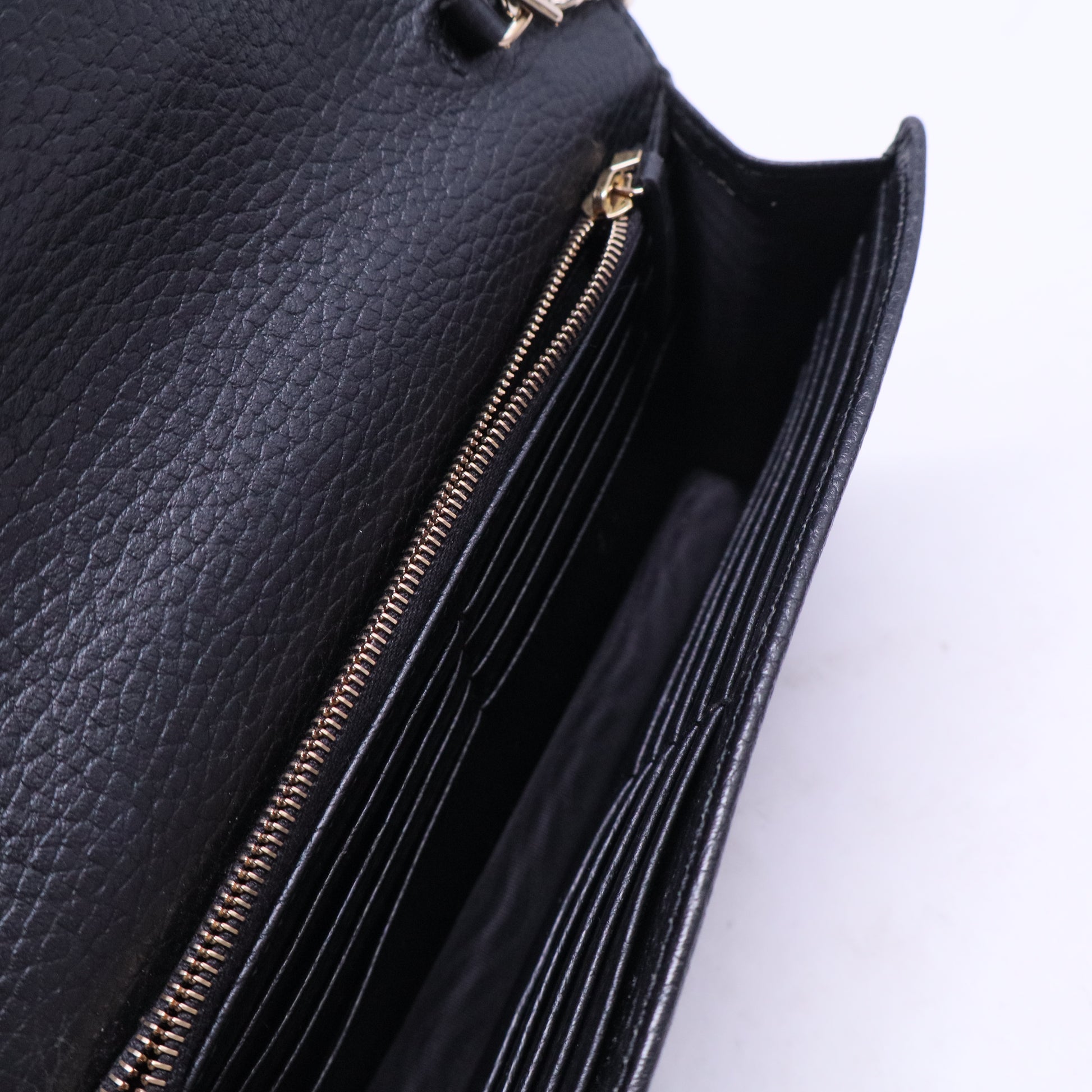Dollar Calfskin Interlocking G Chain Wallet Black