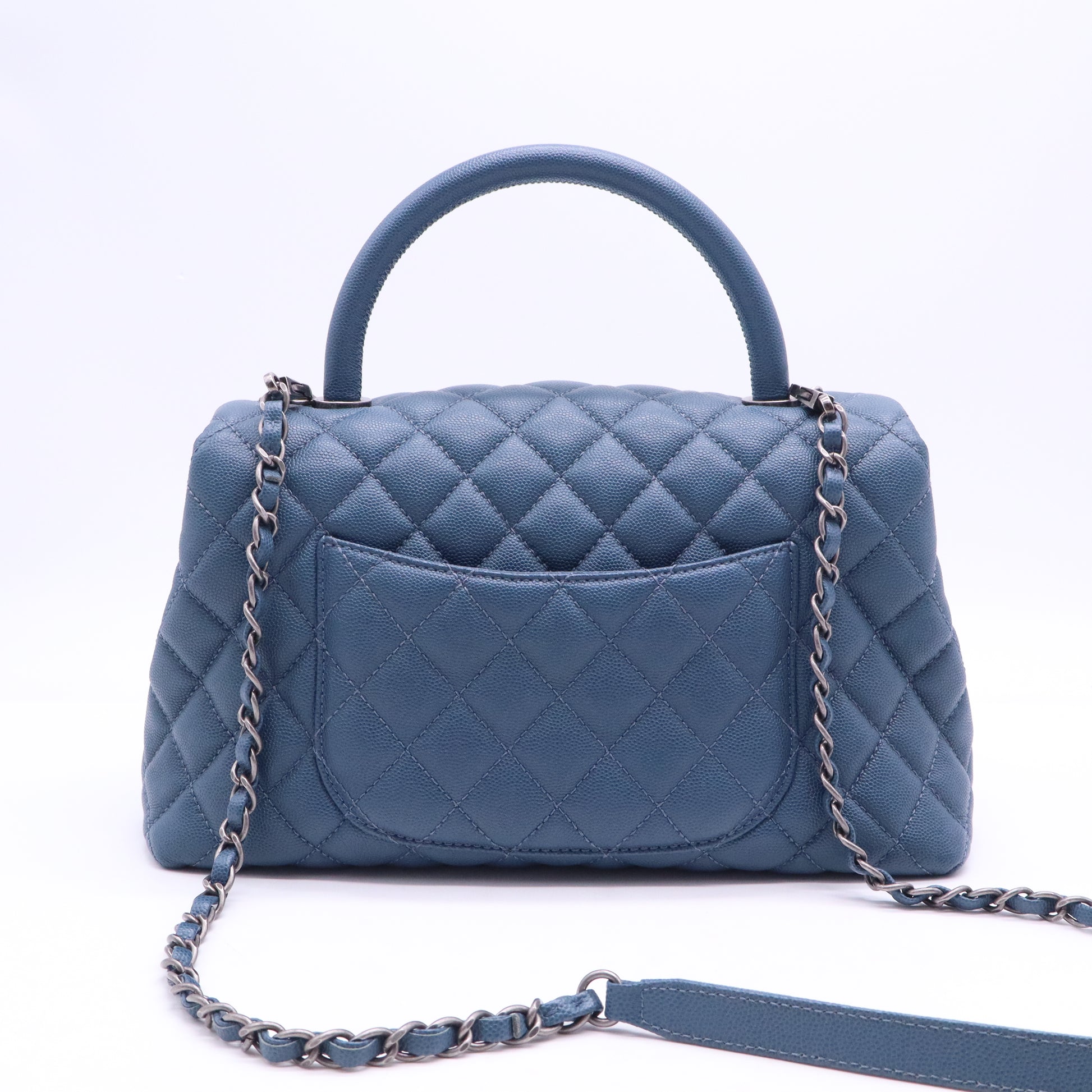 Coco Top Handle Bag Quilted Caviar Small B21774