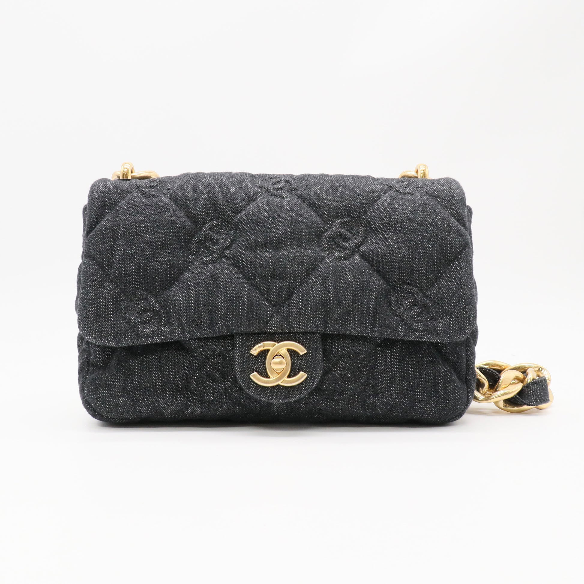 CHANEL Denim Quilted Funky Town Flap Bag twins LDJ4841