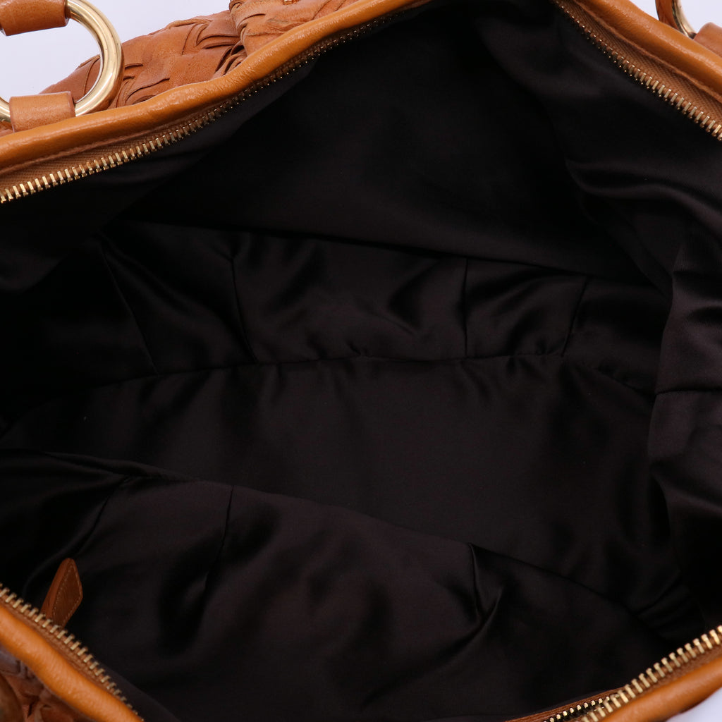 Miu Miu Fango Intreccio Leather Shopping Tote Bag  B20859