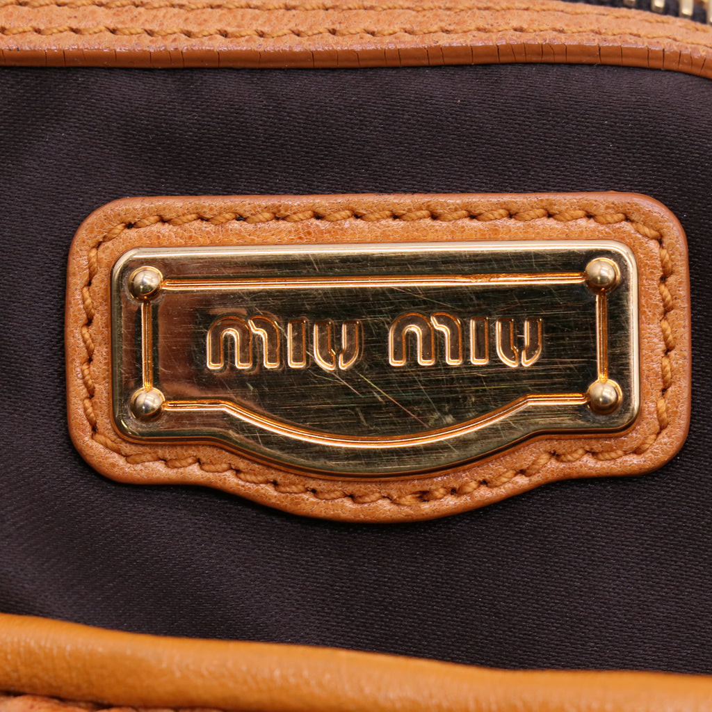 Miu Miu Fango Intreccio Leather Shopping Tote Bag  B20859
