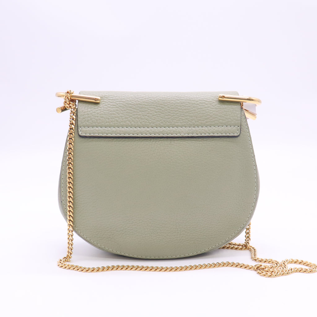 Chloe Green Grained Leather Nano Drew Shoulder Bag B24670