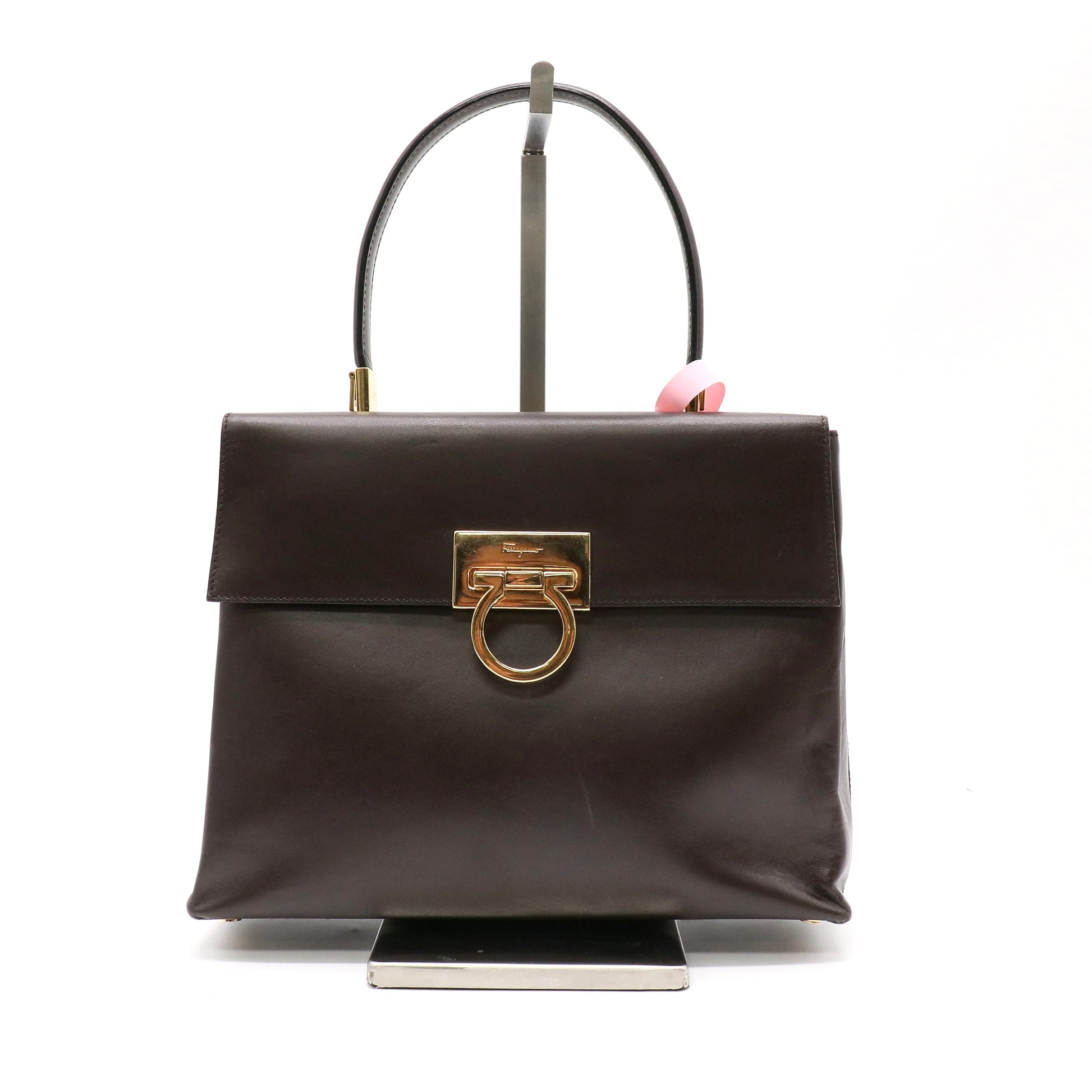 Salvatore Ferragamo Gancini Convertible Top Handle Bag Leather Medium twins LDJ4836