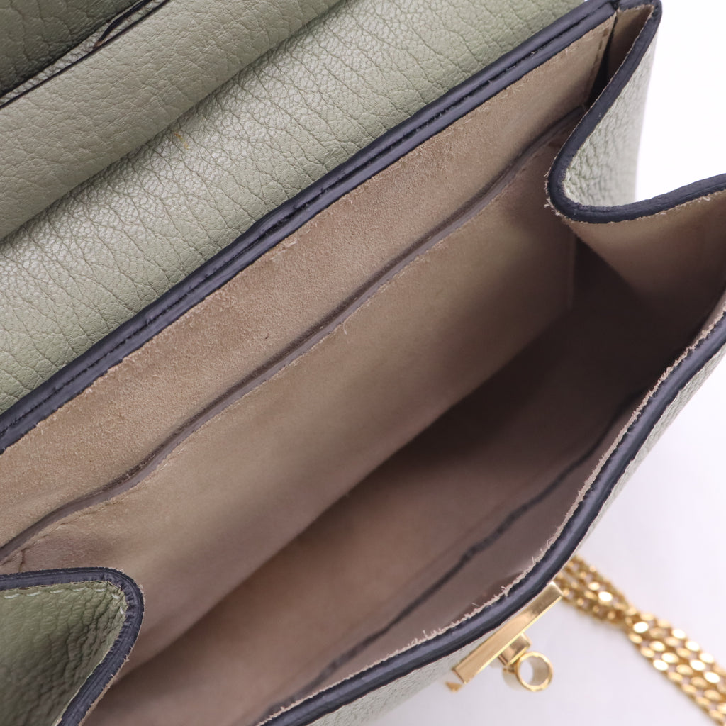 Chloe Green Grained Leather Nano Drew Shoulder Bag B24670