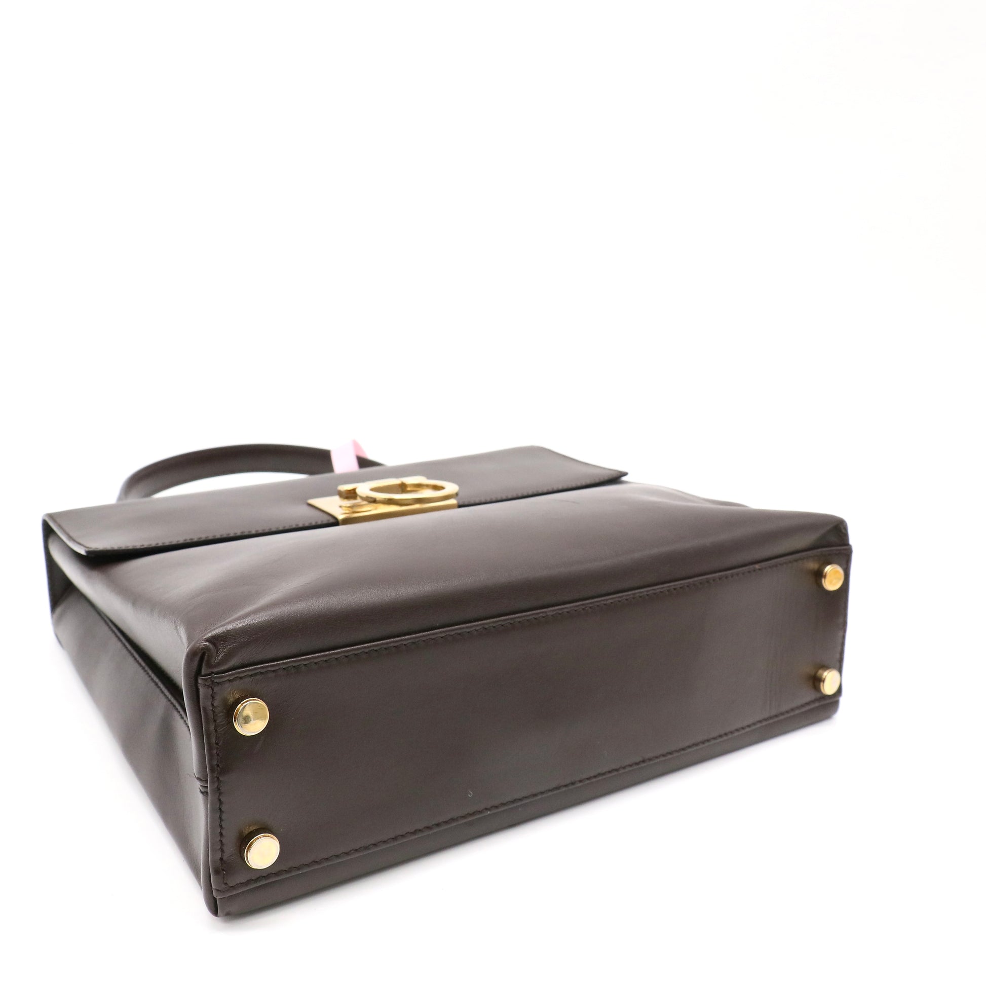 Salvatore Ferragamo Gancini Convertible Top Handle Bag Leather Medium twins LDJ4836