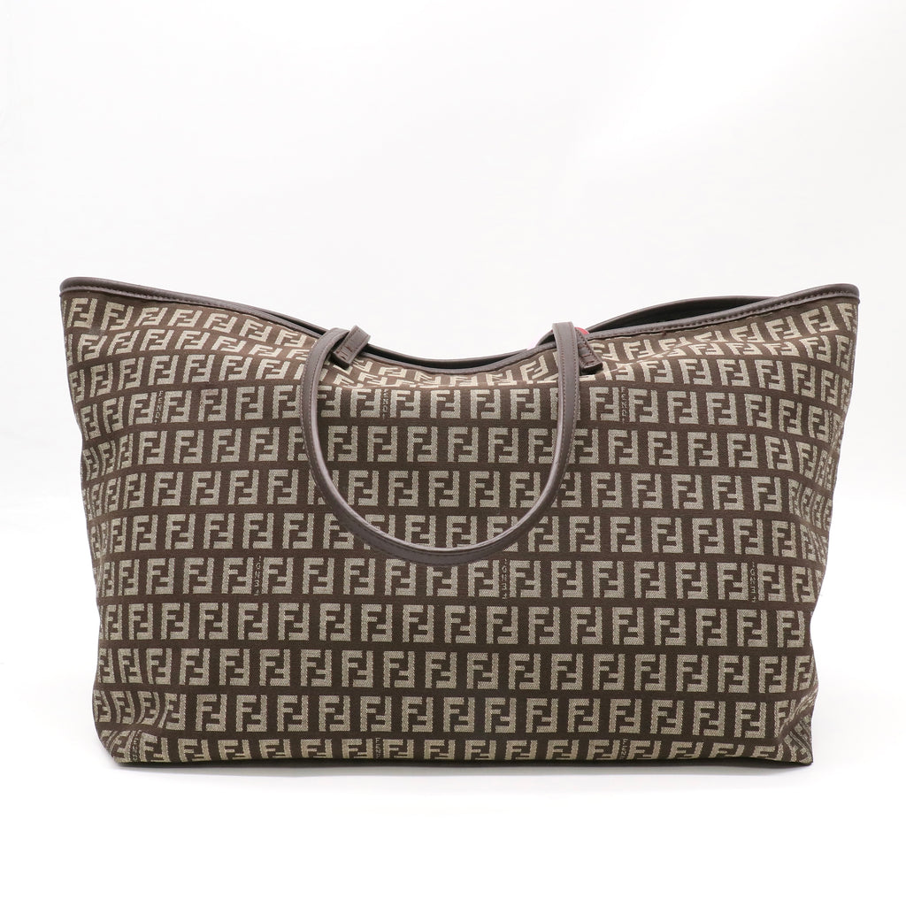 Fendi Zucchino Shopping Tote Beige Tobacco twins LDJ4811